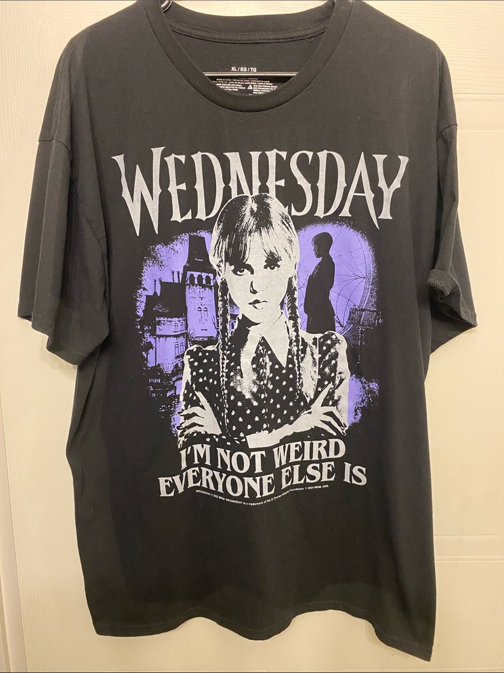 jcpenney Wednesday, Addams Black Graphic Tee with White Size Print